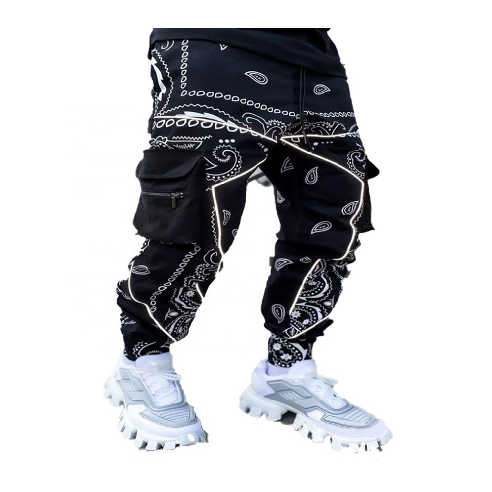 Best Selling Men's overalls multi-pocket 4XL 5XL hot bandana print plus size trousers casual pants strapped sports pants