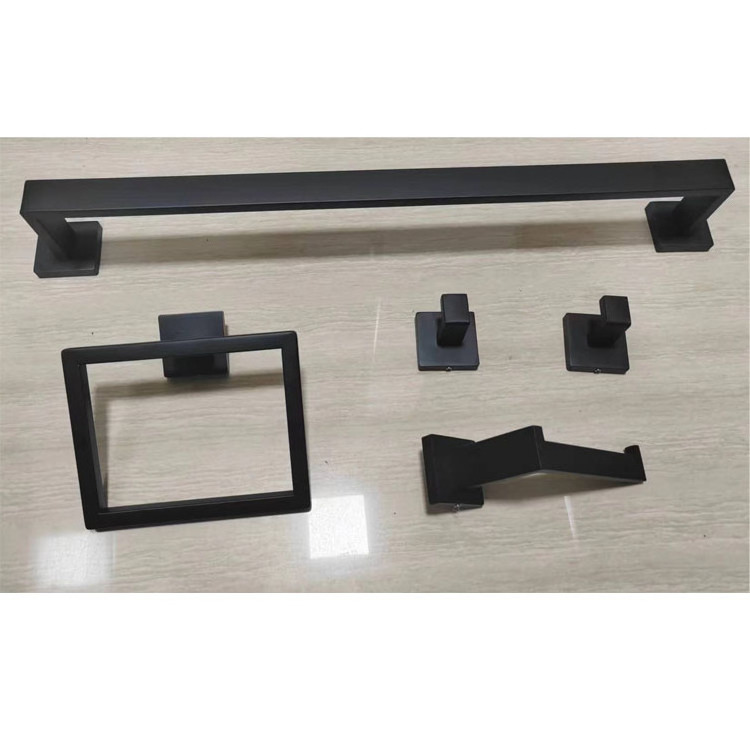 Bathroom accessories hardware set black 5 pcs wall mounted stainless steel shower toilet towel racks set