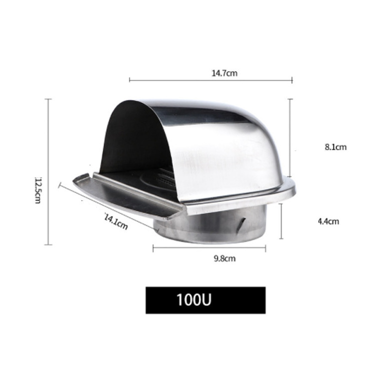 Anti-rodent insect stainless steel U-shaped high temperature wall kitchen vent exhaust hood cap cover air vent