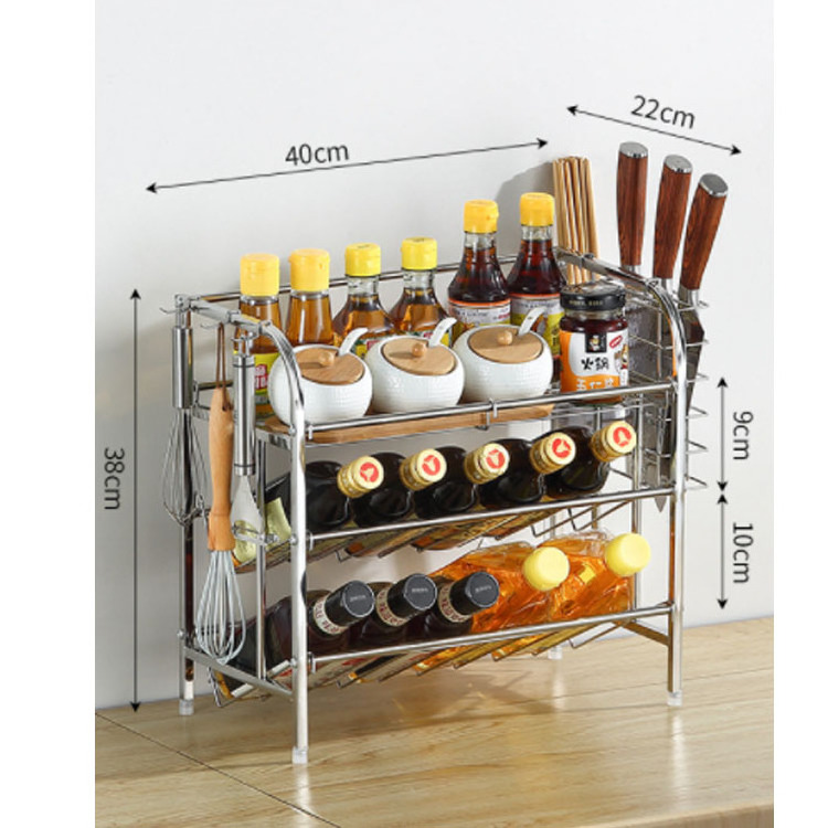 Kitchen counter top 3 tier Spice Rack stainless steel saving storage rack kitchen storage spice rack