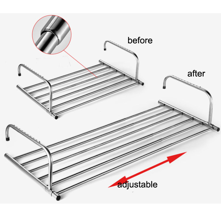 Retractable wall-mounted hanging rack clothes window folding shoes and cloth hanger drying rack for balcony