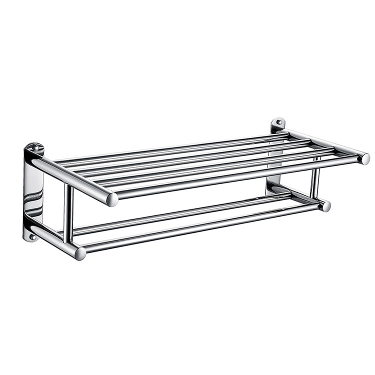 Modern bathroom accessories double towel rack 2 tier holder wall mount polished stainless steel towel rack