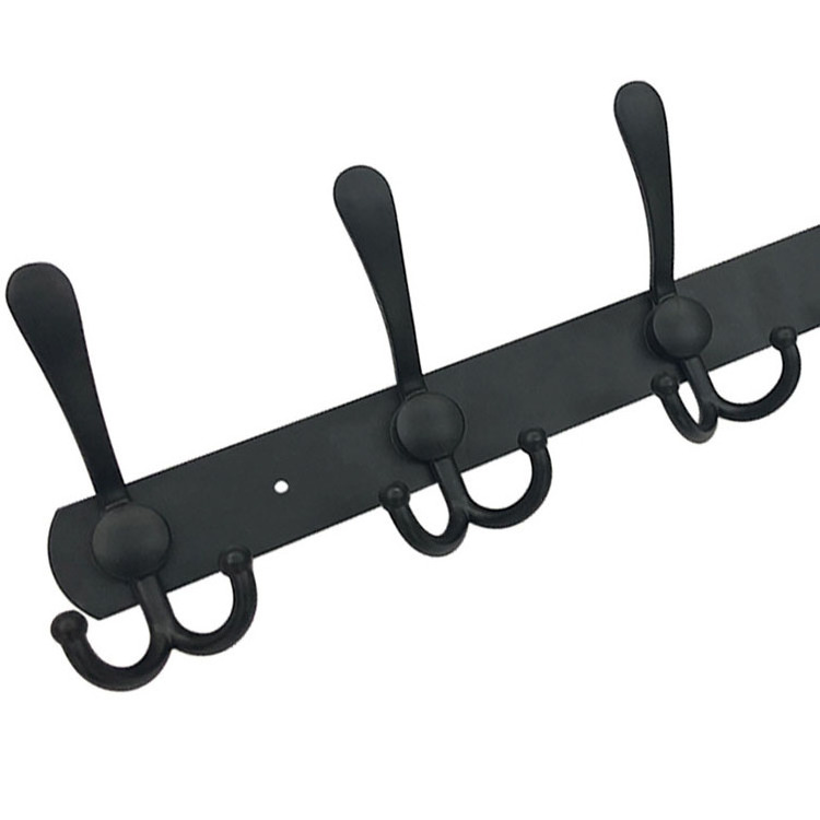 Economical price 5 coat hook heavy duty hook rail black power coated stainless steel coat hanging hooks