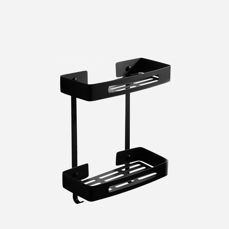 Bathroom shelf black stainless Steel Shampoo Holders Rack  shower caddy double layer bathroom shelf for wall