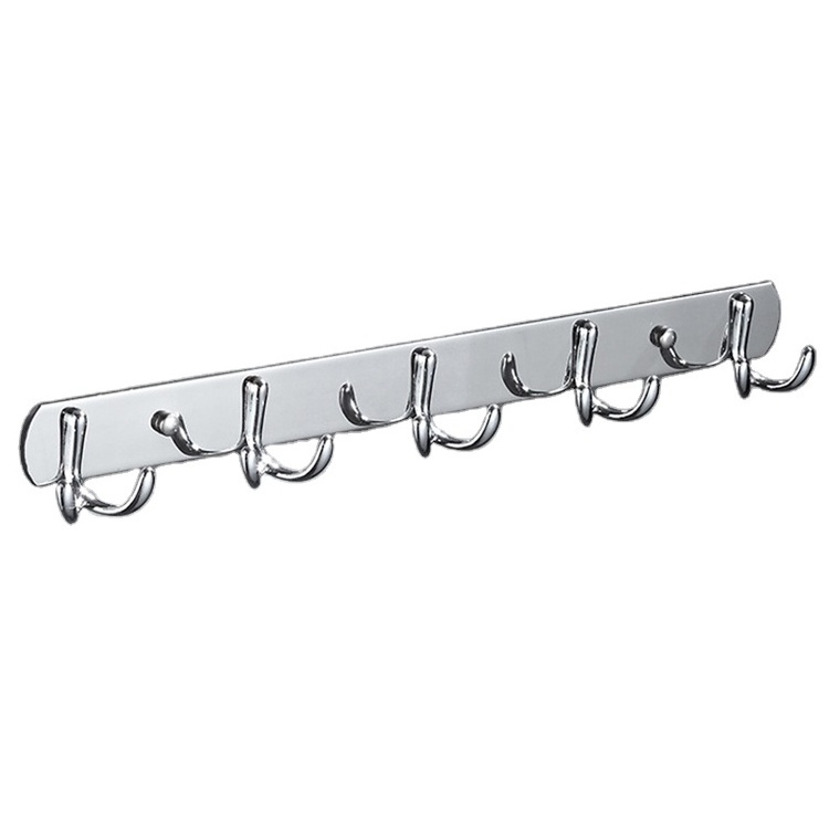 Wholesale Price Wall Mounted polish 5 hooks Coat Hooks Hanging Coat Metal wall Hooks rail