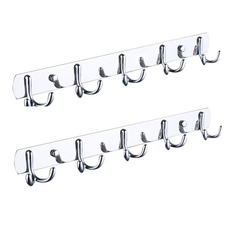 Wholesale Price Wall Mounted polish 5 hooks Coat Hooks Hanging Coat Metal wall Hooks rail