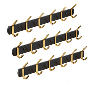 Wholesale gold black 5 wall hooks clothes rack aluminium coat racks metal mounted hanger hook wall modern design