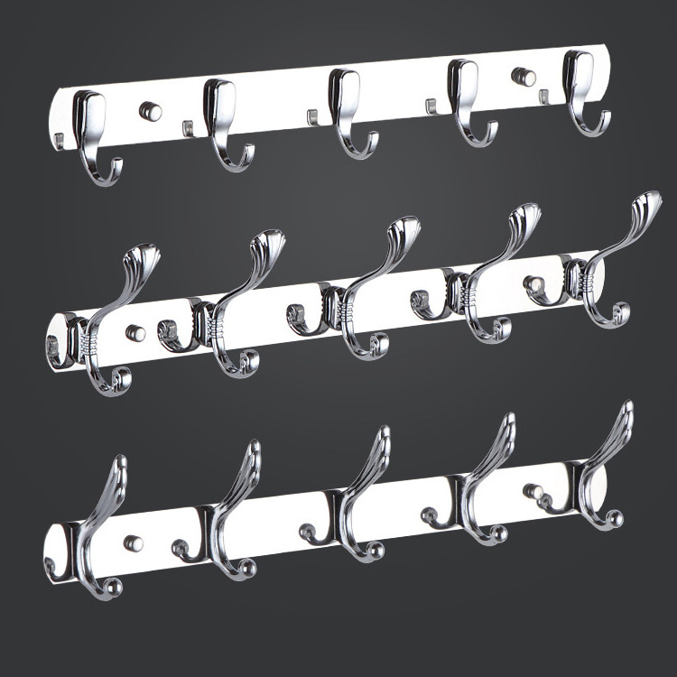 Wholesale wall mounted metal 4 hooks coat hooks rack  stainless steel clothing coat rack clothes rack