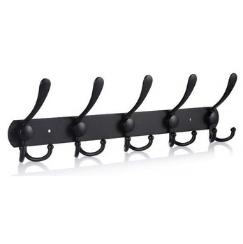 Economical price 5 coat hook heavy duty hook rail black power coated stainless steel coat hanging hooks