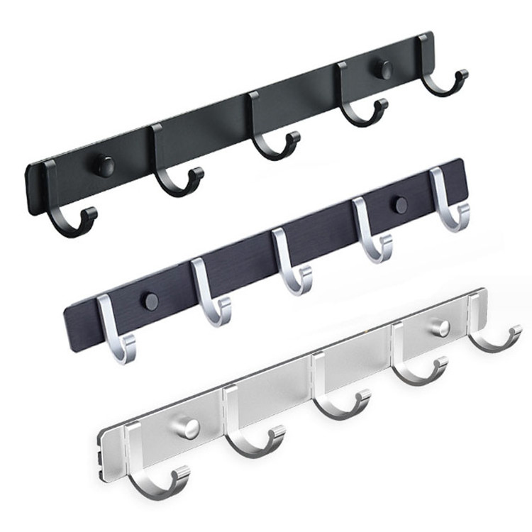 Economic wholesale bathroom kitchen wall coat rack space aluminium wall mounted coat rack 5 hanger wall