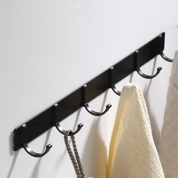 Economic wholesale bathroom kitchen wall coat rack space aluminium wall mounted coat rack 5 hanger wall