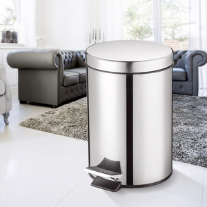 3/5/8/12/20/30 Lcontainer bin stainless steel dustbin foot operated litter metal waste paper bin round trash bin for bathroom