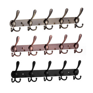 Economical price 5 coat hook heavy duty hook rail black power coated stainless steel coat hanging hooks