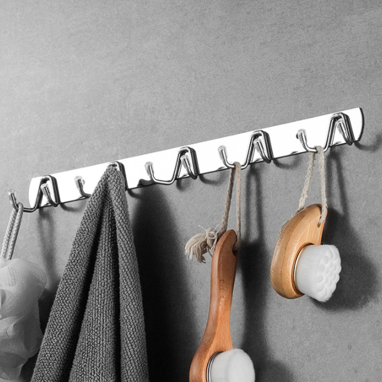 Wall mounted Stainless steel coat rack towel hook  black 5 hooks hook black coat hanging on the wall wardrobe