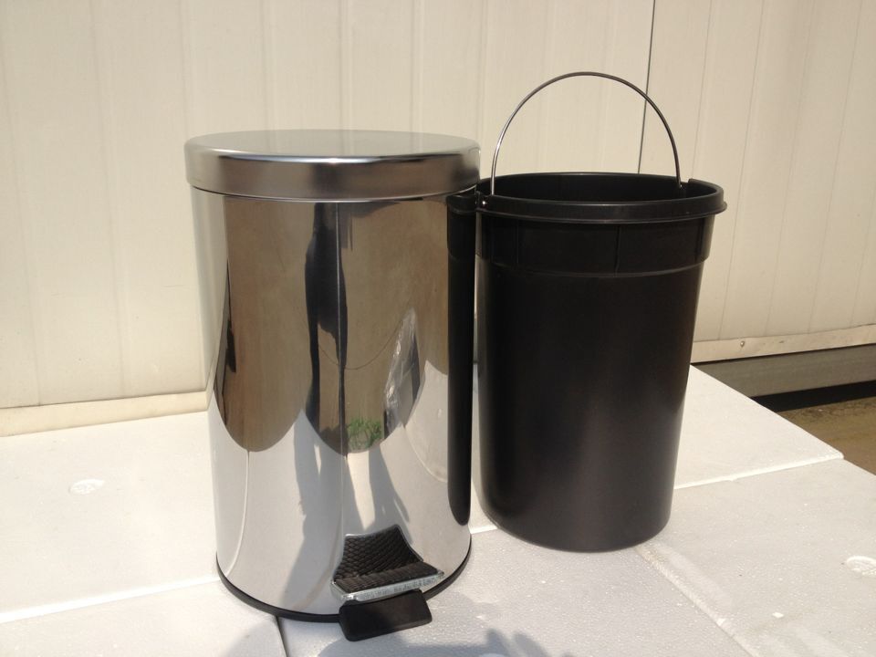 3/5/8/12/20/30 Lcontainer bin stainless steel dustbin foot operated litter metal waste paper bin round trash bin for bathroom