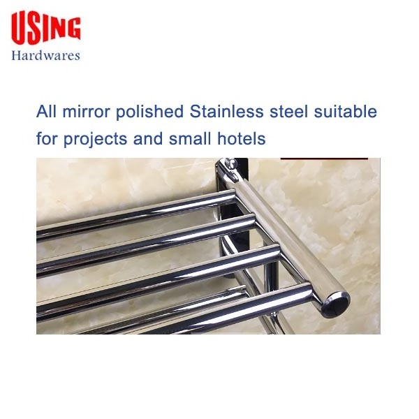 Modern bathroom accessories double towel rack 2 tier holder wall mount polished stainless steel towel rack