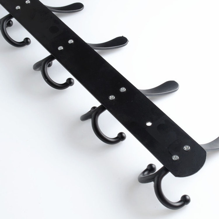 Economical price 5 coat hook heavy duty hook rail black power coated stainless steel coat hanging hooks