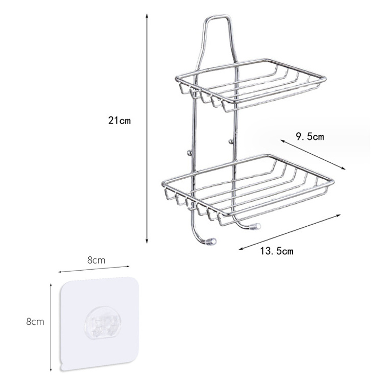 New arrival  Non Trace Stick bathroom shower Stainless Steel double Layer Soap dish soap holder self draining