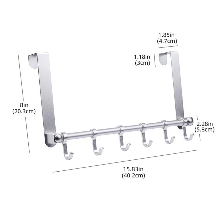 Over The Door Hooks 6 Hooks Over The Door Hook Hanger Cheap Price Aluminium Clothing Aluminum Bathroom & Kitchen & Bedroom