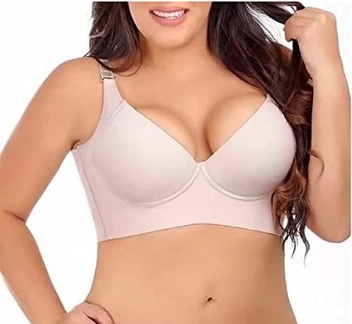 Women Deep Cup Bra Hide Back Fat Full Back Coverage Bra with Shapewear Incorporated Push Up Sports t Shirts Bras