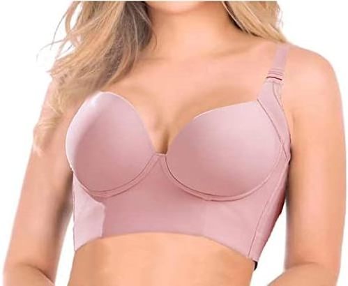 Women Deep Cup Bra Hide Back Fat Full Back Coverage Bra with Shapewear Incorporated Push Up Sports t Shirts Bras