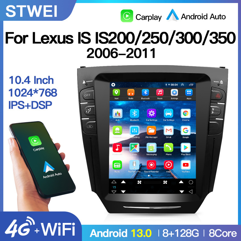 For Lexus IS IS200 IS250 IS300 IS350 2006-2011 Android13 Car Radio DVD Player Auto GPS Navigation 4G Stereo DSP Multimedia Video