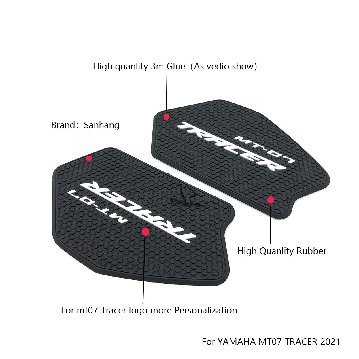 Sanhang Motorcycle Rubber Side Anti Slip Fuel Tank Pad Protect Sticker For Yamaha Mt07 TRACER 2021