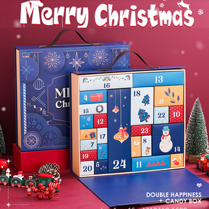 Custom Empty Advent Calendar with handle Luxury Cardboard Paper Beauty Gift Cosmetic Packaging Countdown Christmas 24 Day