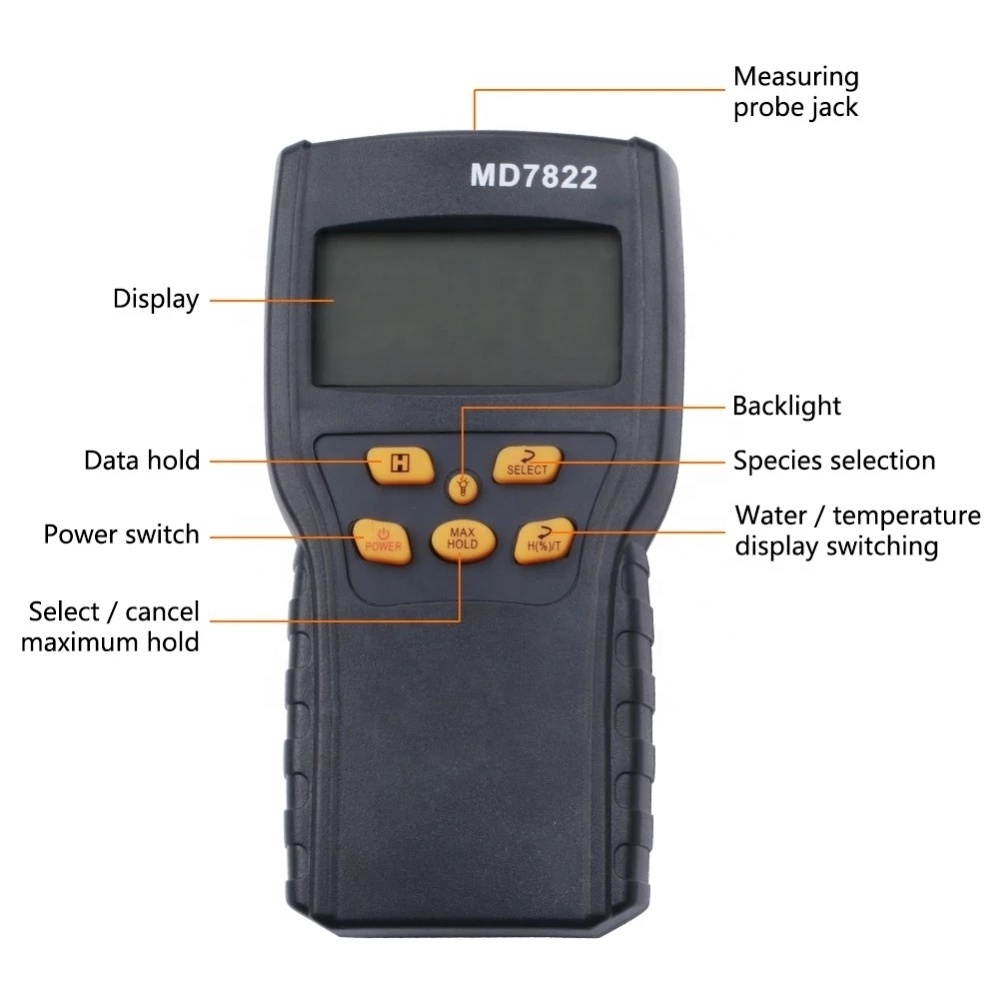 New Digital Grain Moisture Meter MD7822 LCD Display Humidity Tester Contains Wheat Corn Rice Moisture Test Meter