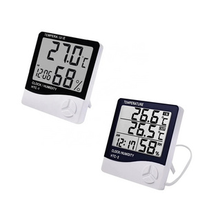 LCD Electronic Digital Temperature Humidity Meter Thermometer Hygrometer Indoor Outdoor Weather Station Clock HTC-1 HTC-2