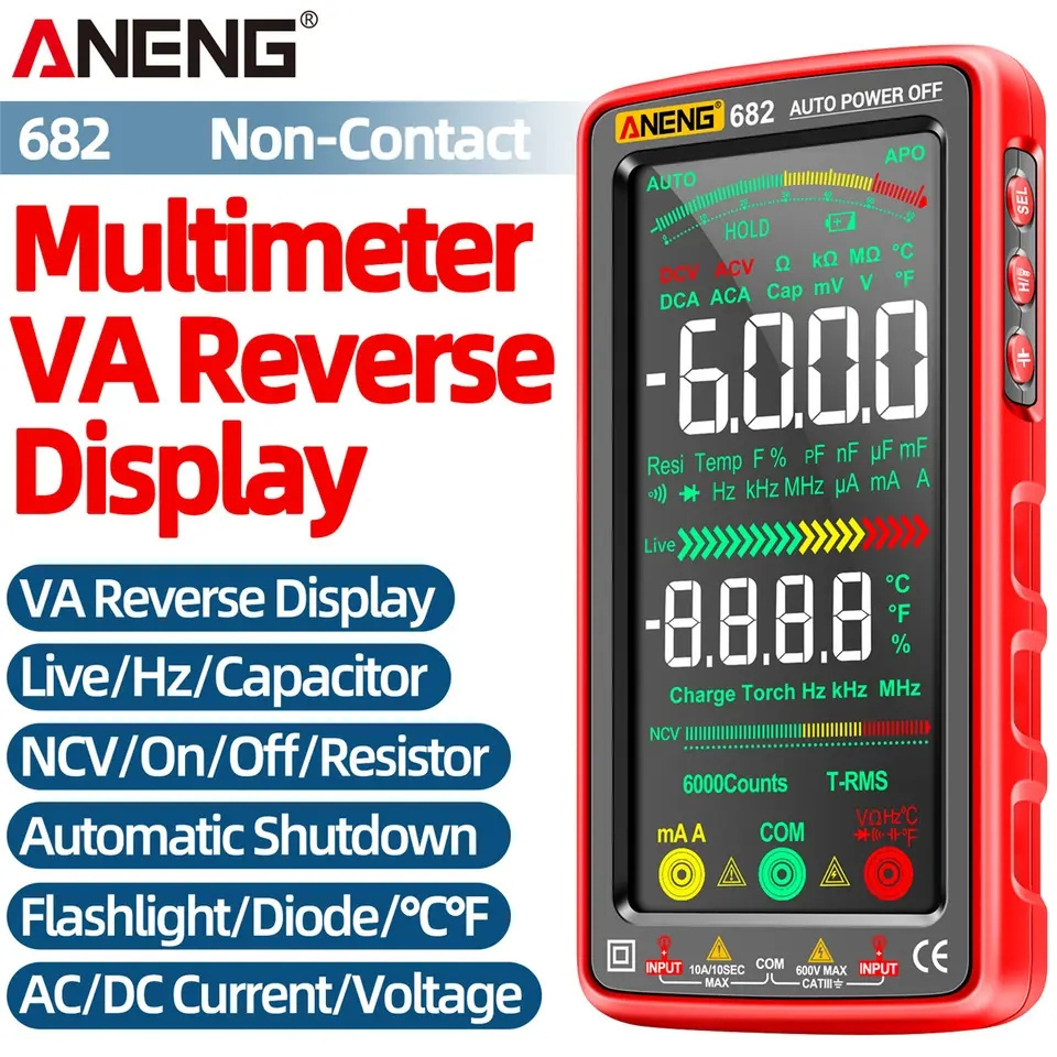 ANENG 682 Smart anti-burn rechargeable 6000 count large LCD digital multimeter