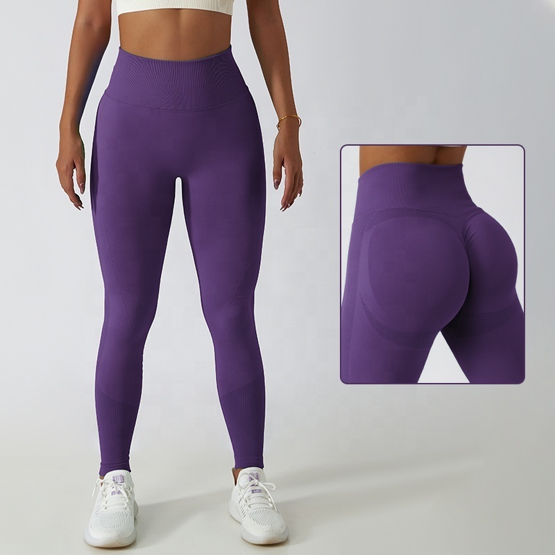 Ladies Fitness Seamless Yoga Knit Pants High Waist Abdominal Workout Clothing Sports  Yoga Pants Gym Leggings