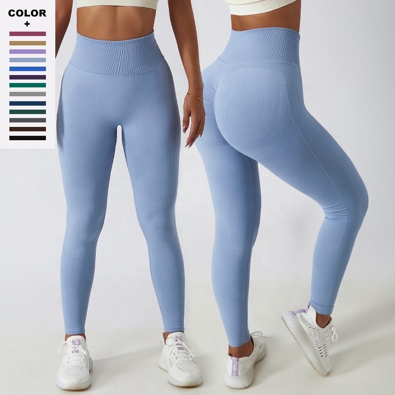 Ladies Fitness Seamless Yoga Knit Pants High Waist Abdominal Workout Clothing Sports  Yoga Pants Gym Leggings