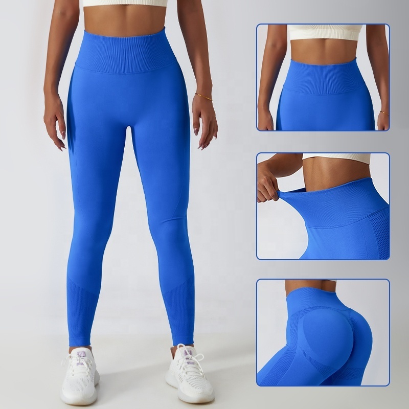 Ladies Fitness Seamless Yoga Knit Pants High Waist Abdominal Workout Clothing Sports  Yoga Pants Gym Leggings