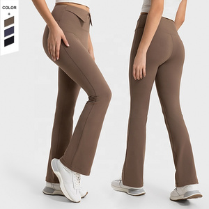 Fashionable Versatile Skin Friendly Plush Yoga Pants Lapel Waist Tight Thin Loose Hem Sports Pants