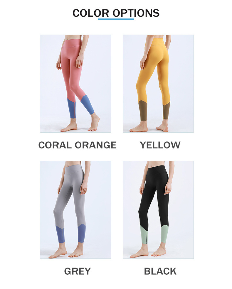 Dropshipping Women Skin-friendly Sports Leggings Contrast Color Stretchy Workout Pants Ladies Fitness Gym Yoga Leggings