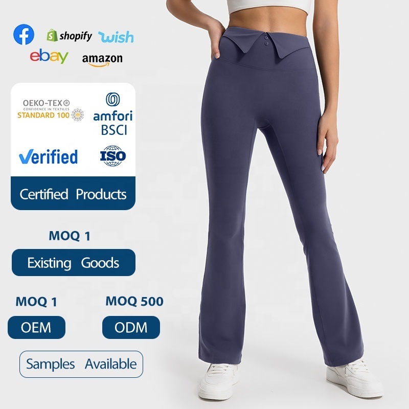 Fashionable Versatile Skin Friendly Plush Yoga Pants Lapel Waist Tight Thin Loose Hem Sports Pants