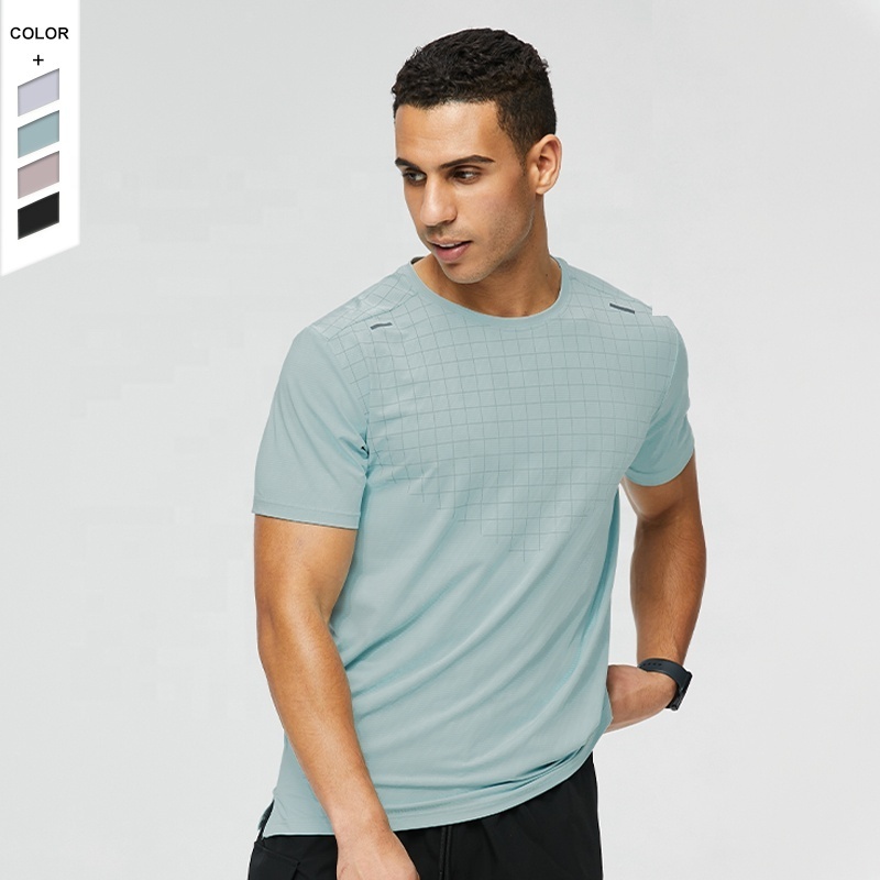 Wholesale Net Pattern Short Sleeve Sports Tops Crew Neck Fitness T-shirts Quick Dry Running Sportswear