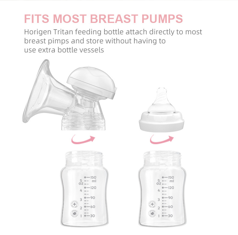 OEM sevice factory price Baby Feeding Bottle 150ml Borosilicate Glass Food grade Silicone breast milk bottle