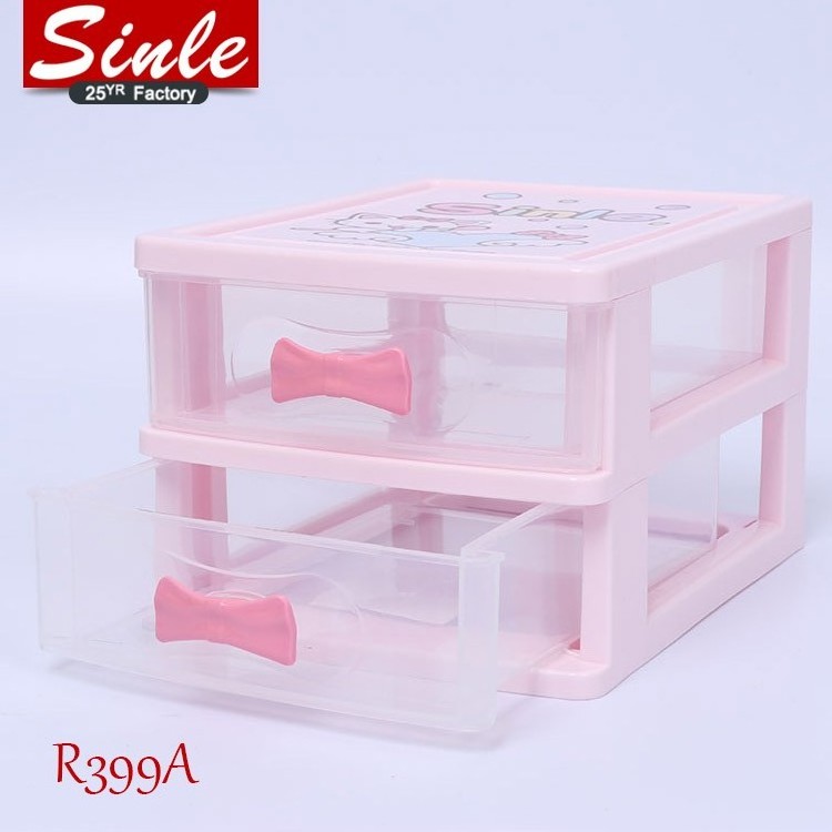 student kawaii stationery storage plastic drawers mini office cartoon tabletop cabinet desktop organizer with bowknot handle