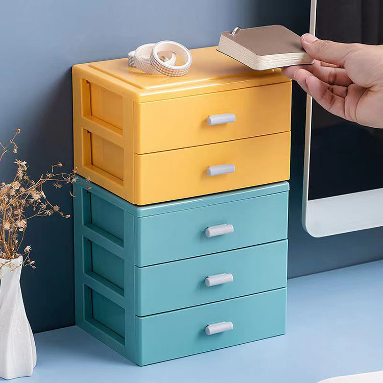 2/3/4 Layers Desktop Storage Box Drawer Organizing Box Office Desk Shelves rack Cabinet Makeup plastic home sundries storage