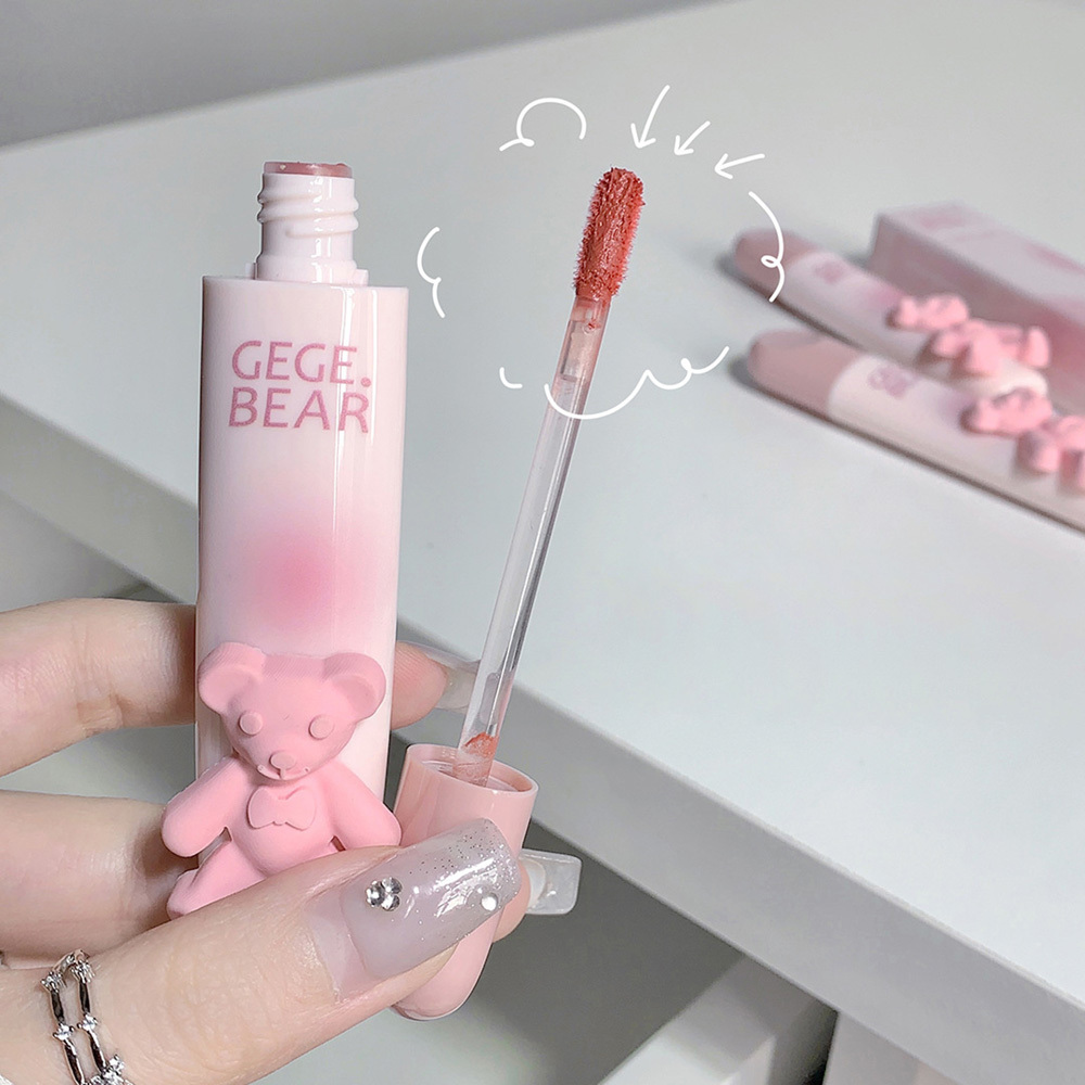 Wholesale Gege Bear Private Label Lip Gloss Cute Bear Design Velvet Lipgloss Wholesale Custom Logo Cute Lip Gloss