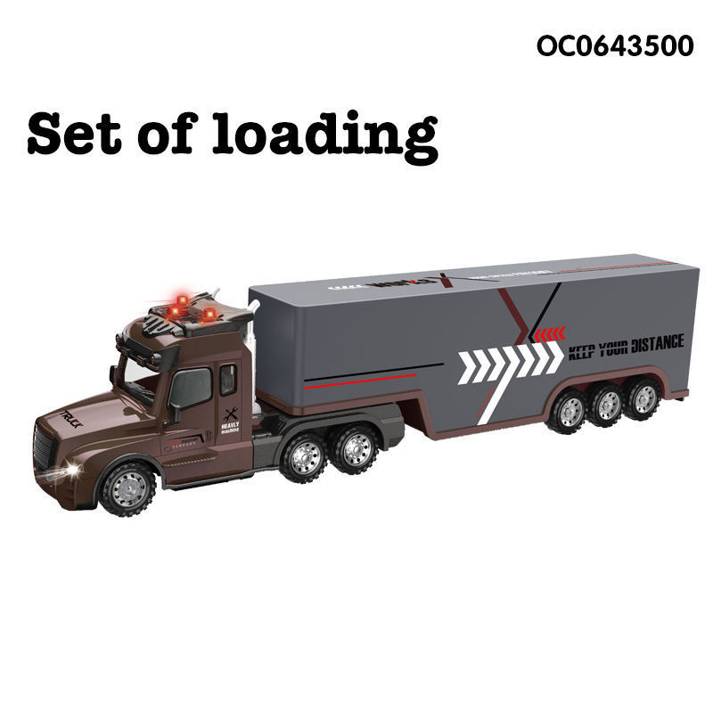 2.4G Four-way RC Container Truck With Light Radio Control Car Toy Large Capacity RC truck Trailers Model