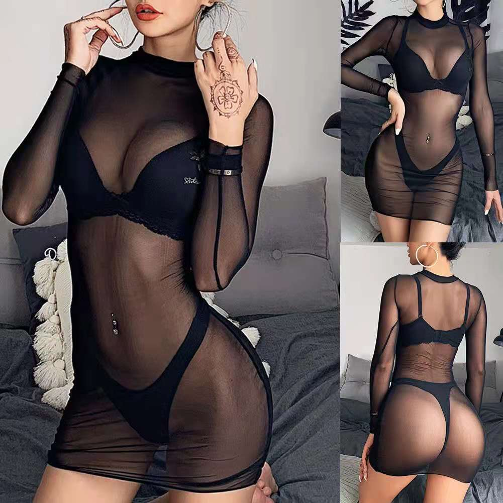 3 piece sexy see throng mesh thong bikinis transparentes hot mature patchwork ins fashion sheer micro bikini for women