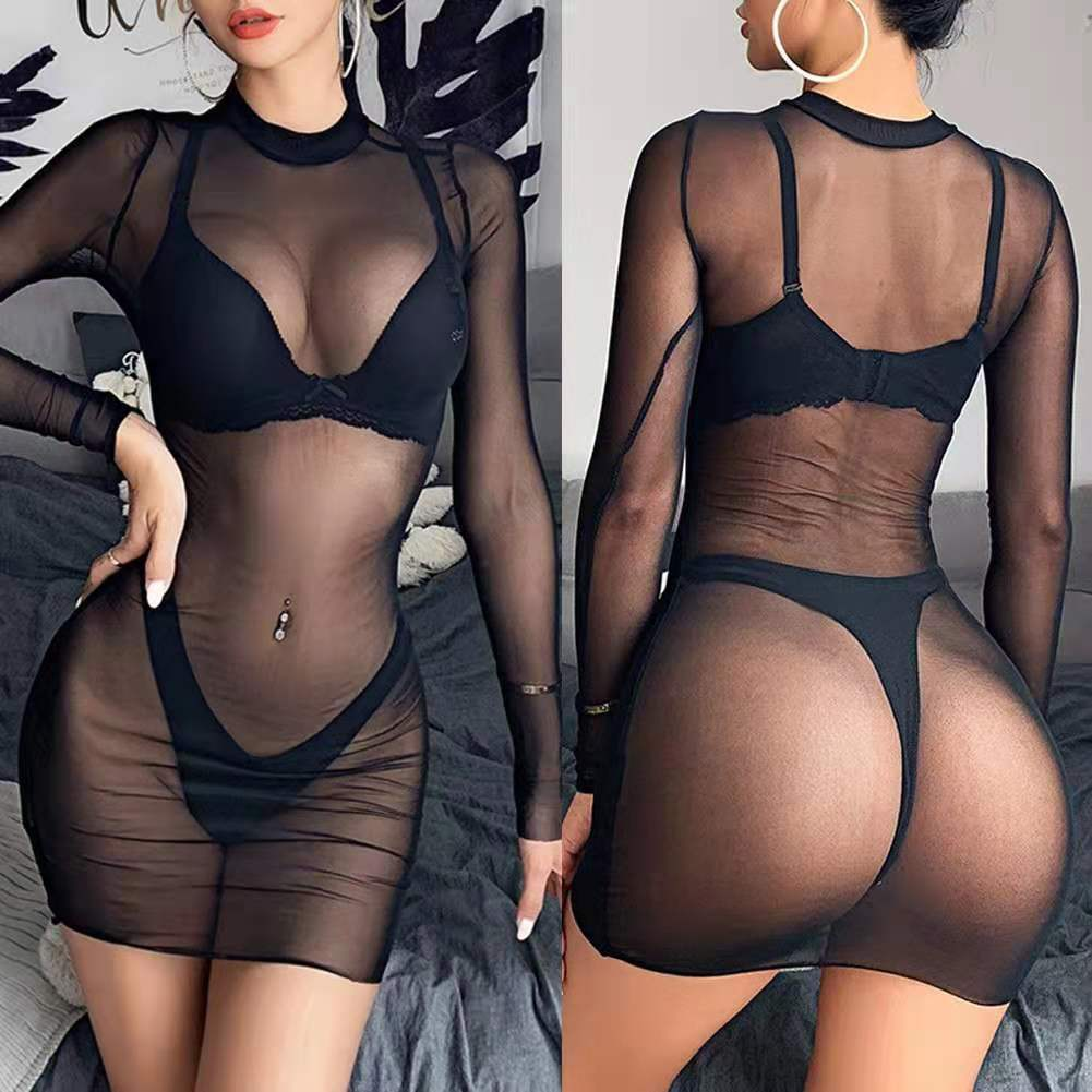 3 piece sexy see throng mesh thong bikinis transparentes hot mature patchwork ins fashion sheer micro bikini for women