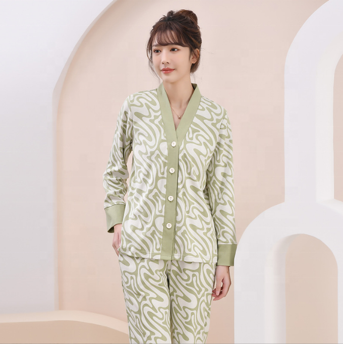 2023 women Pajamas set cotton  pyjamas set Pijamas suit ladies loungewear Button Down sleepwear