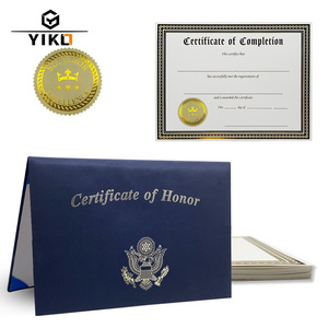 Yiko Customized Hologram Hot Stamping Certificate and Folder Diploma Holder Hot Stamping Surface Finish Security Certificate