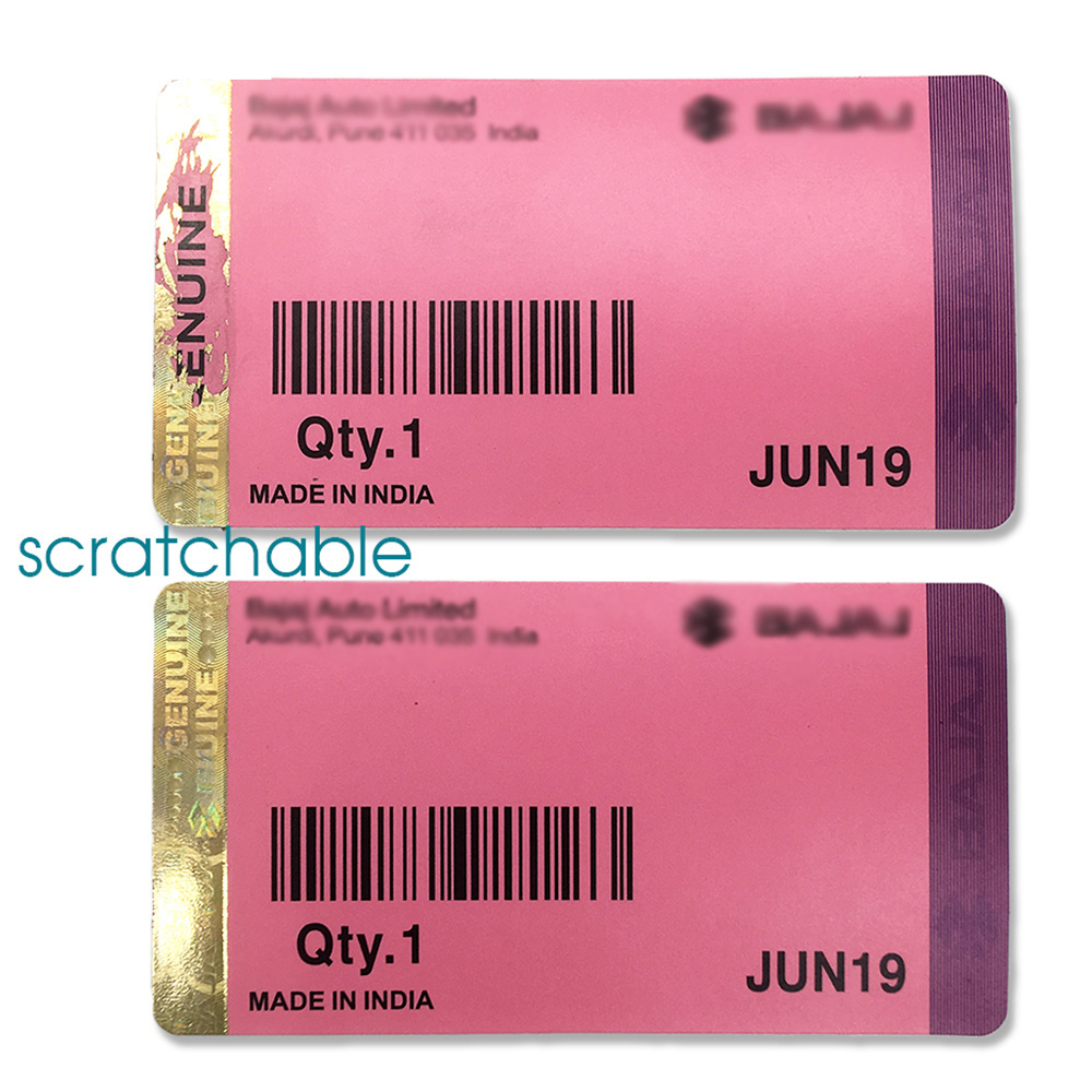 Yiko Custom Scrapeable Holographic Logo Strip Stamping Stickers Label With Printing Disposable Barcode Private Label Supplier