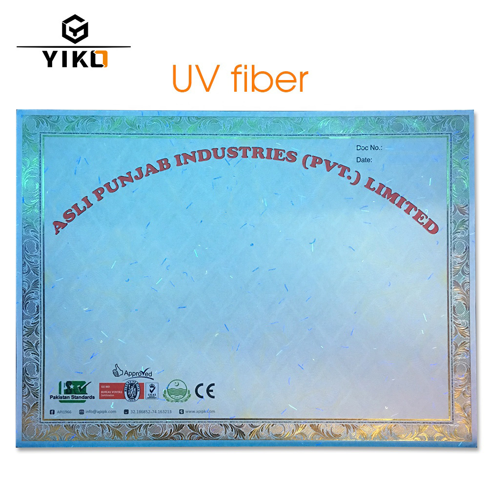 YIKO Custom University Graduation Certificate Watermark Security Paper Birth Certificate Paper With Uv Invisible Fiber