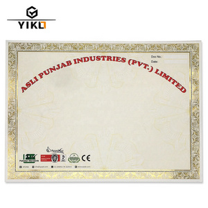 YIKO Custom University Graduation Certificate Watermark Security Paper Birth Certificate Paper With Uv Invisible Fiber